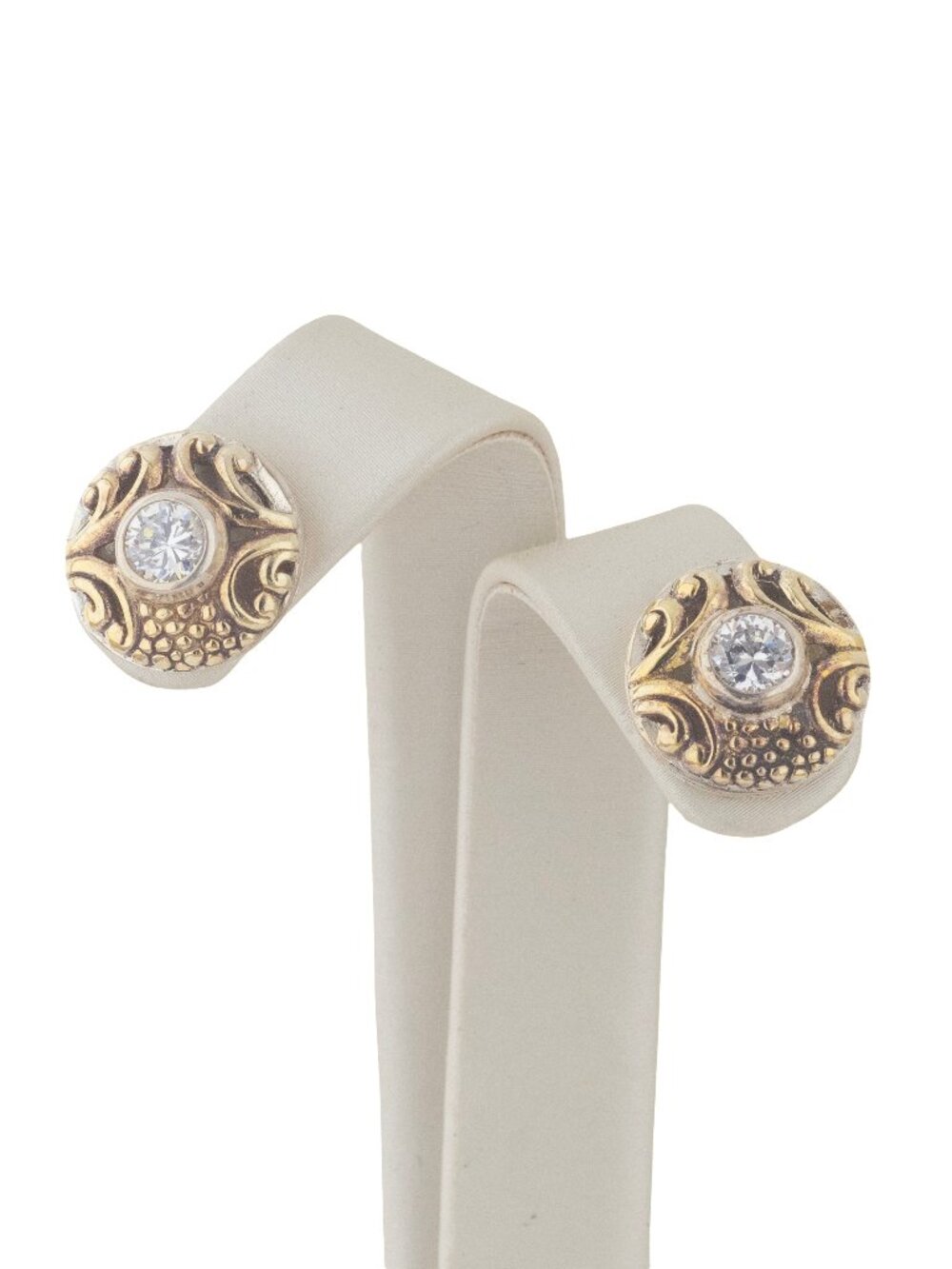 Sterling Silver and 22K Gold Vermeil Button Stud Earring